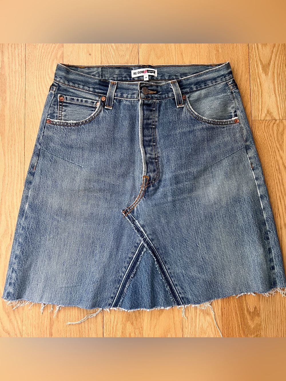 RE/DONE x Levi’s Raw Hem Denim Skirt Size 29